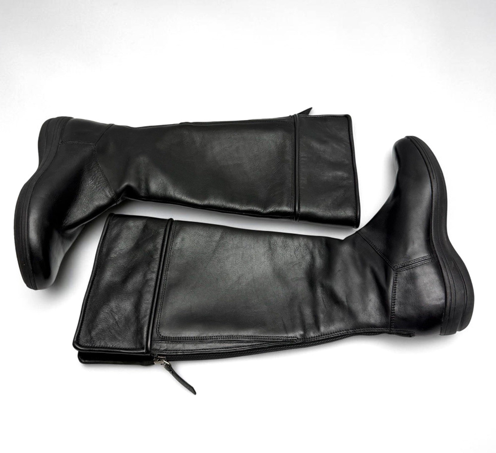 Clarks Privo Black Leather Knee High Boots Side Zip Comfort Women’s 7M
